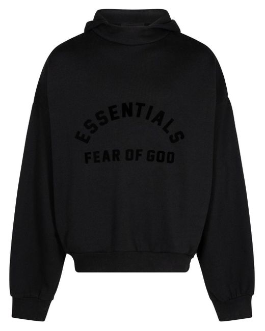 Fear Of God Black Logo-print Drop-shoulder Hoodie for men