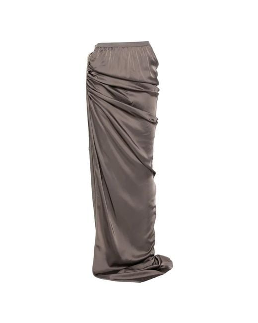 Rick Owens Gray Edfu Draped Maxi Skirt