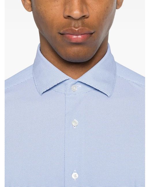 Xacus Blue Spread-Collar Button-Down Shirt for men
