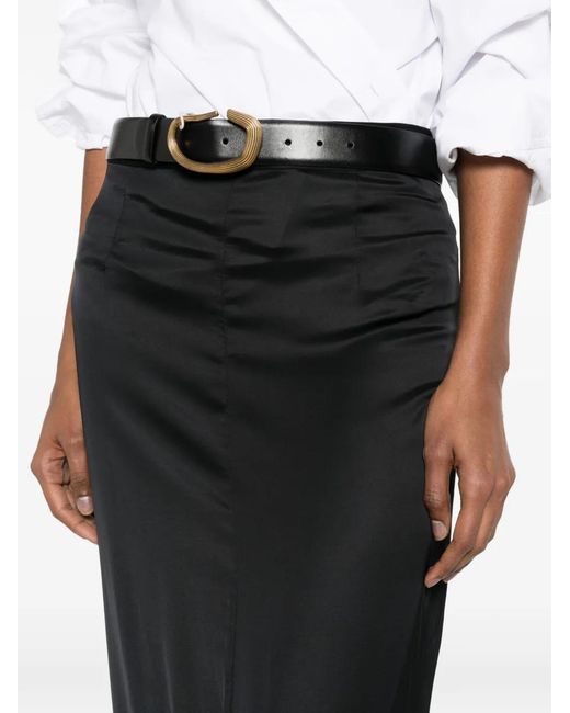 Lutz Huelle Black Column Zip-Up Maxi Skirt