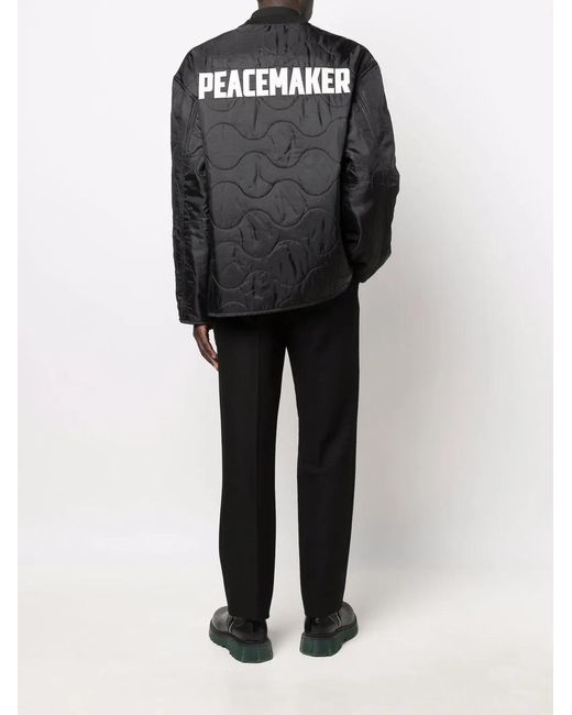 OAMC Black Peacemaker-Print Quilted Jacket for men