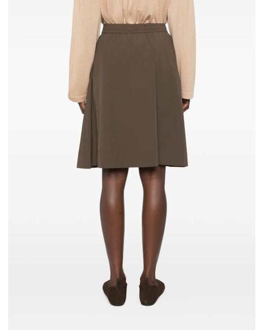 Herno Brown Drawstring A-Line Midi Skirt