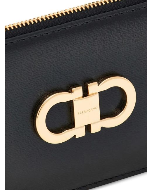 Ferragamo Black Gancini Credit Card Holder