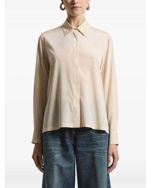 Peserico Natural Embroidered-Collar Shirt