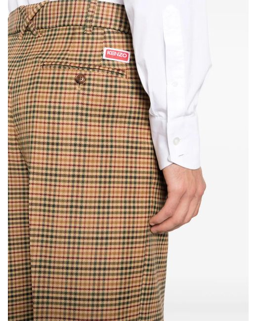 KENZO Geruite Pantalon in het Natural voor heren