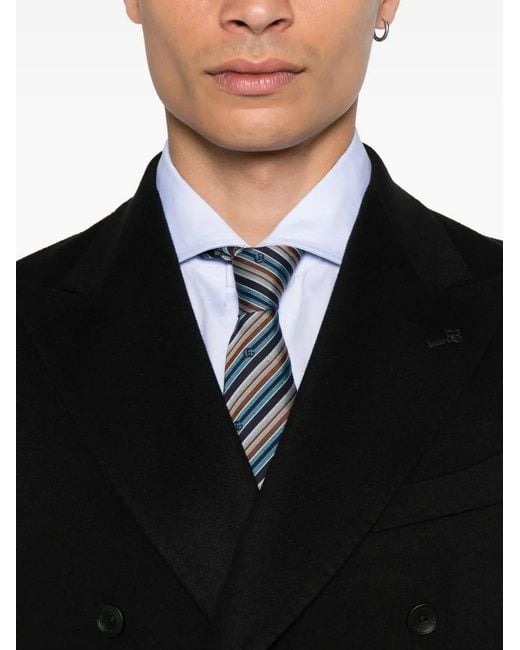 Tagliatore Black Double-Breasted Wool Jacket for men