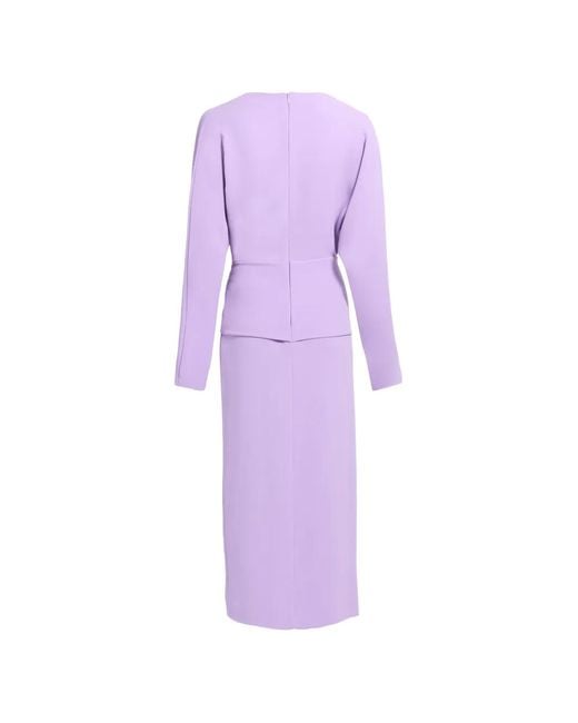 Elie Saab Purple Cady Twist-Detail Side-Slit Midi Dress