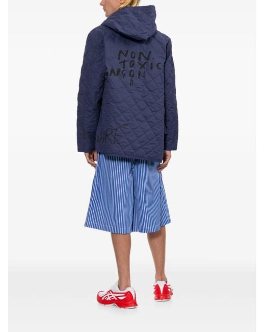 Comme des Garçons Blue Hooded Quilted Jacket for men