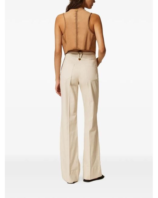 Twinset White Wide Leg Bull Denim Trousers