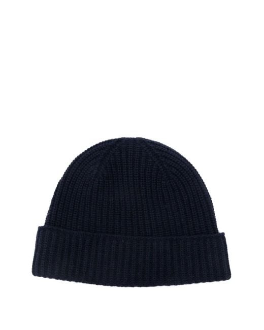 Eleventy Blue Ribbed-Knit Beanie for men