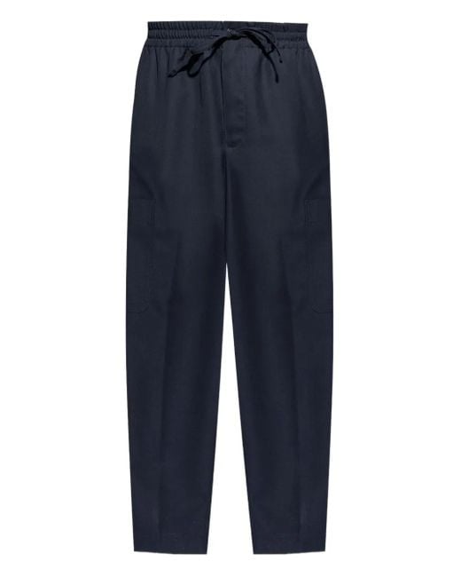 KENZO Blue Drawstring Tapered Trousers for men