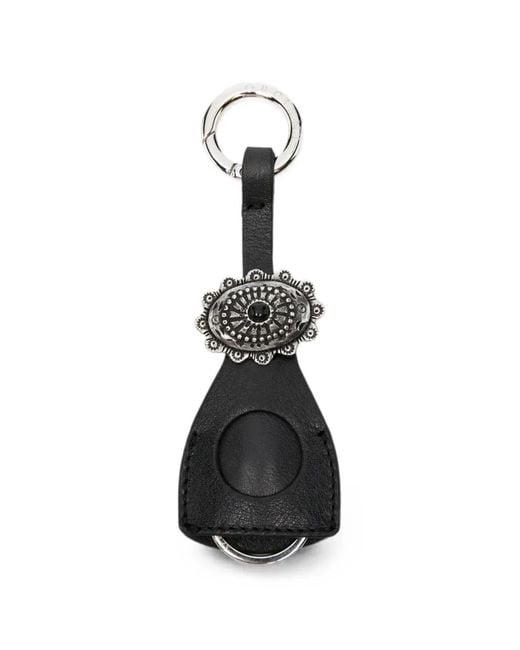Orciani White Embellished Leather Keyrings