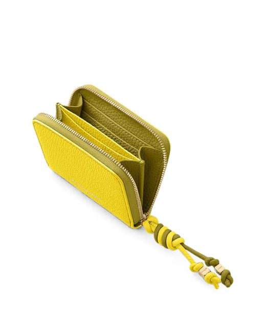 Maison De Sabre Yellow Grained Leather Zip Wallet