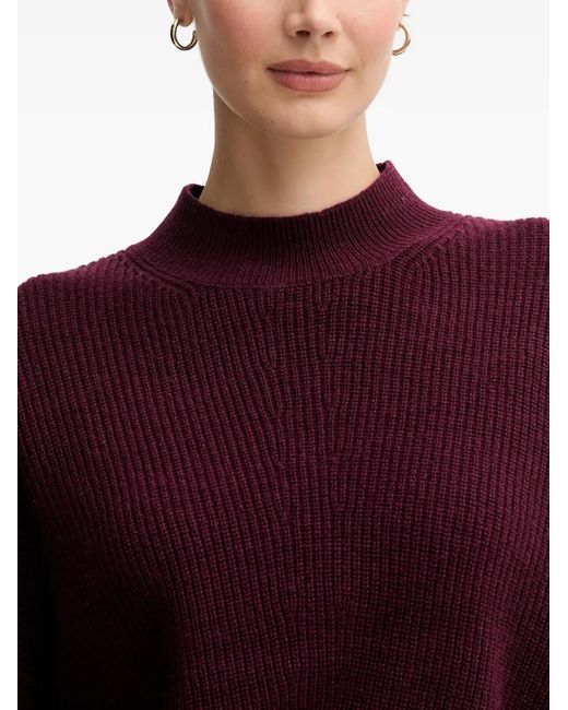 Ouí Purple Ribbed Funnel-Neck Sweater