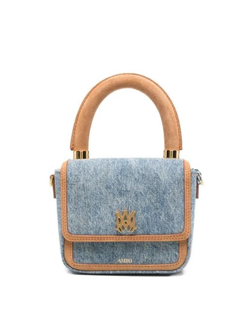 Amiri Blue Micro Ma-Plaque Denim Tote Bag