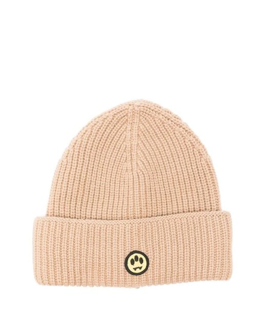 Barrow Smiley-appliqué Ribbed Beanie Natural