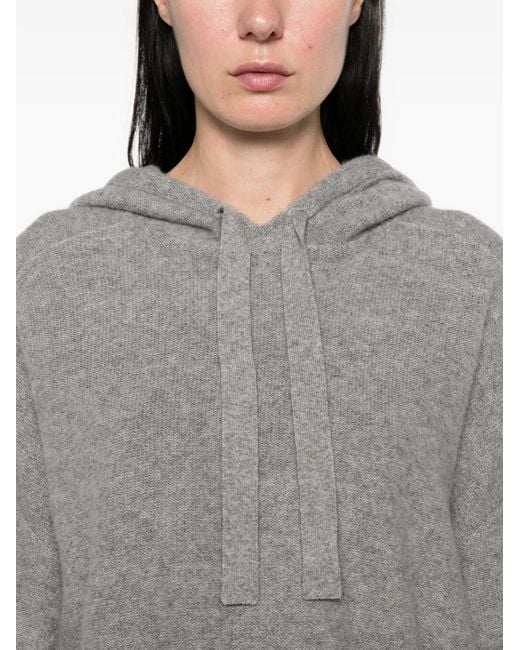 EMERSON RENALDI Gray Drawstring-Neck Hooded Sweater
