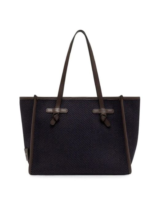 Gianni Chiarini Black Marcella Medium Herringbone Tote Bag