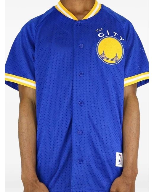 Mitchell & Ness Blue Button Shirt for men