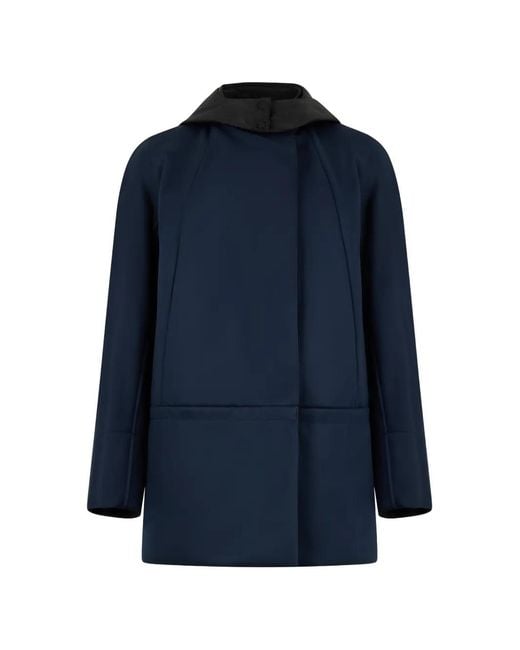 Moorer Blue Hooded Double-Breasted Coat