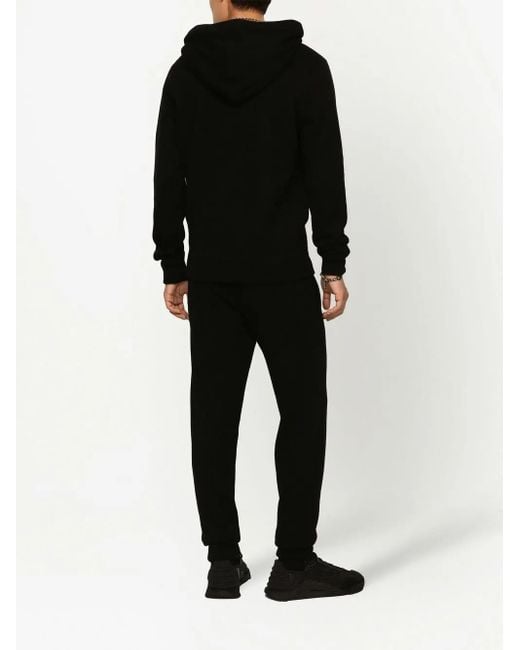 Dolce & Gabbana Black Wool-Cashmere Track Pants for men