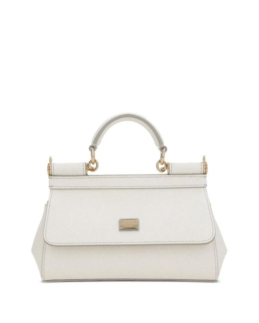 Dolce & Gabbana White Sicily Leather Tote Bag