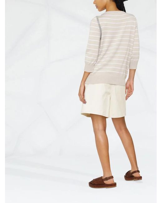 Fabiana Filippi Natural Stripe-Print Cotton Jumper