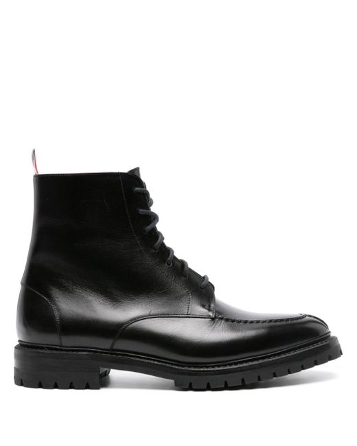Thom Browne Black Wingtip Leather Boots for men