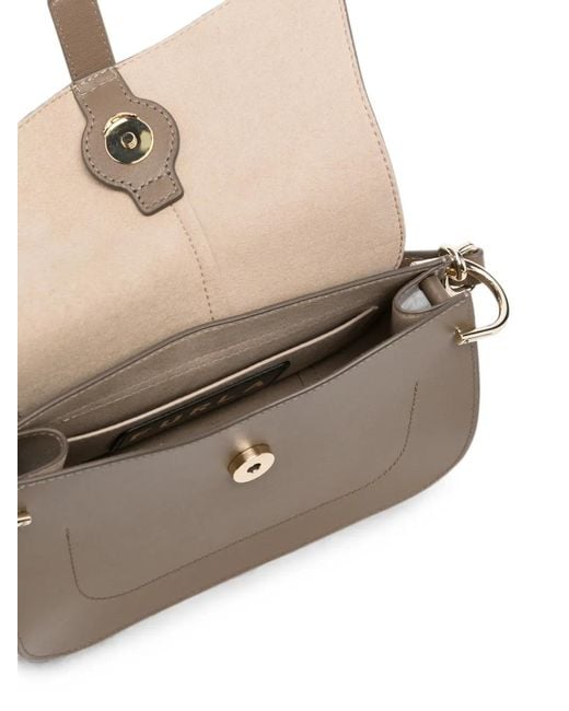 Furla Gray Arch-Logo Leather Shoulder Bag