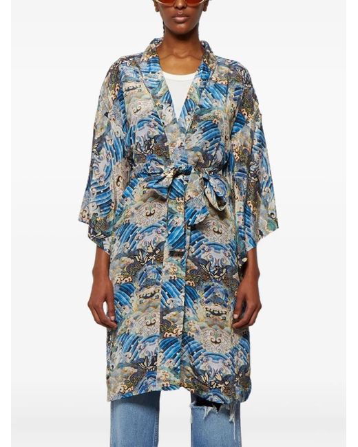Chufy Blue Susu Short Belted Coat