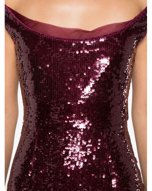 Roland Mouret スパンコール ノースリーブドレス Purple