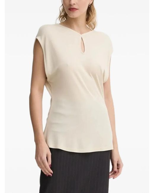 Bruuns Bazaar White Keyhole-Neckline Sleeveless Top