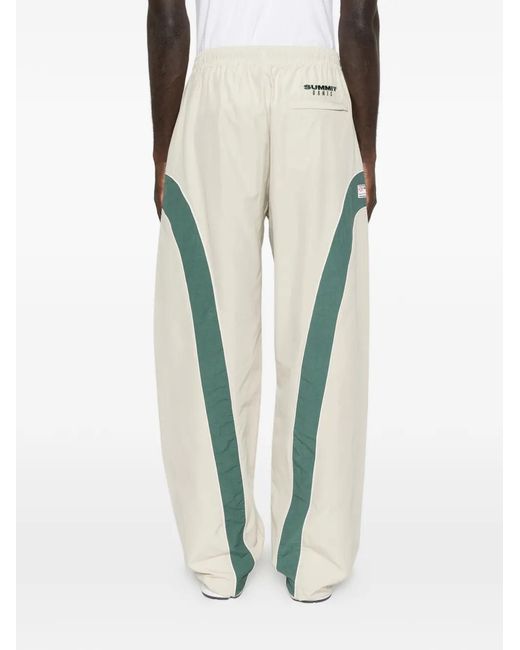 SUMMER GAMES White Drawstring Panelled Trousers for men