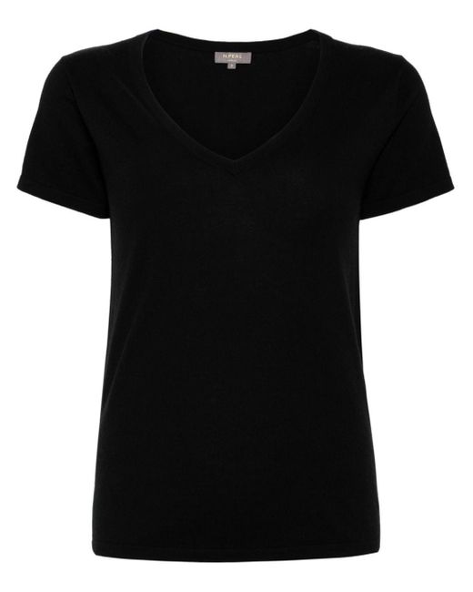 T-shirt en maille fine N.Peal Cashmere en coloris Black