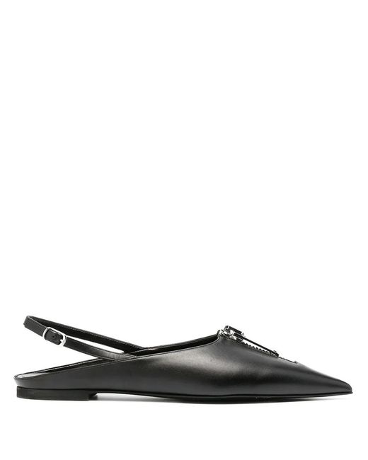Stella McCartney Black Zipit Slingback Ballerina Shoes