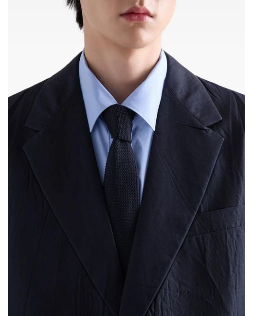 Prada Blue Knitted Silk Tie for men