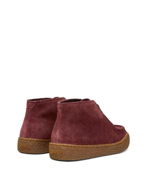 Camper Red Peu Terreno Suede Lace-Up Boots