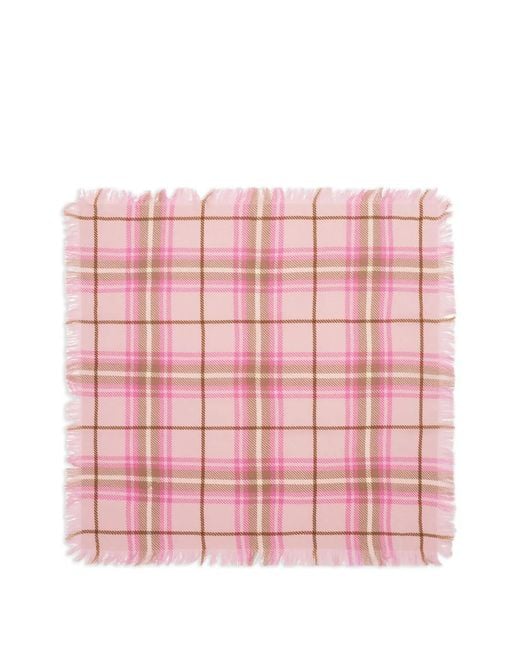 Bompard Pink Woven Tartan Square Scarf