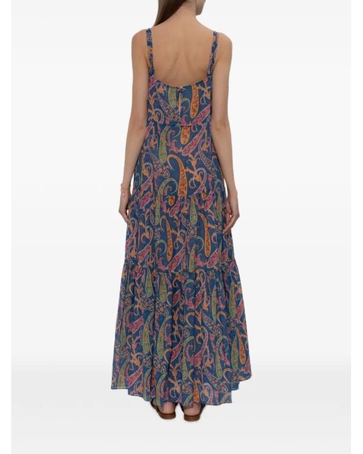 Vestido largo con motivo de cachemira Etro de color Blue