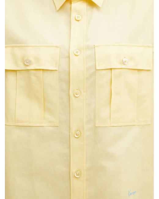 KENZO Yellow Button-Up Flap-Pocket Shirt for men