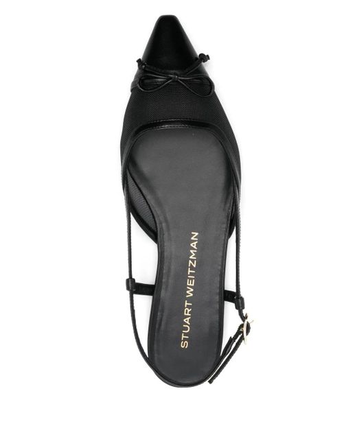 Stuart Weitzman Black Mesh-Panel Ballet Flats