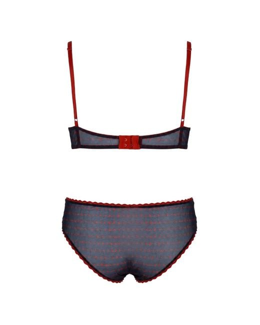 Laura Urbinati Blue Sheer-Mesh Lace-Trim Briefs