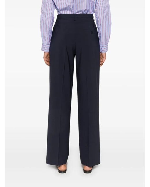 Aspesi Blue Virgin Wool Tailored Straight-Leg Trousers