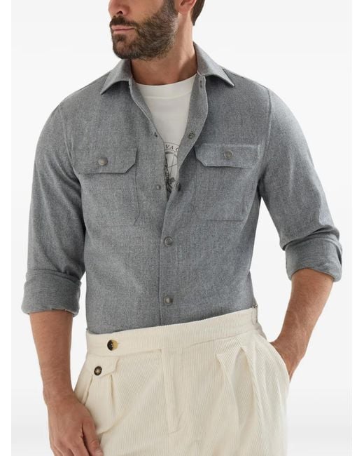 Brunello Cucinelli Gray Chemise En Laine Vierge for men