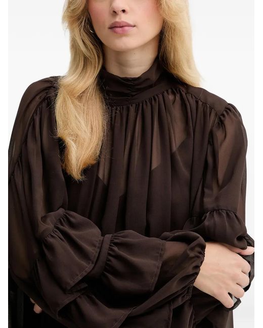 Gestuz Black Ruffled High-Neck Dress