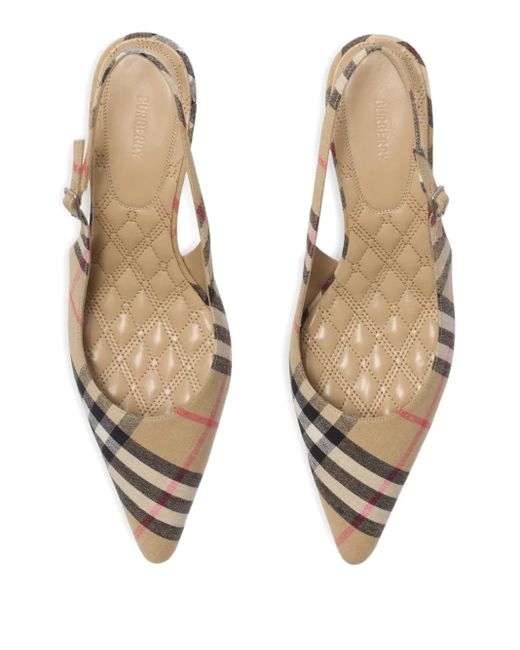 Burberry Metallic Check Dame Slingback Pumps