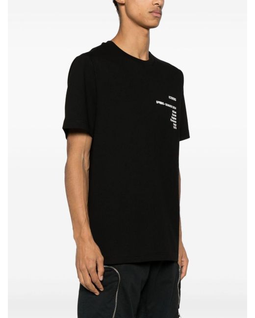 Iceberg Black 5-d Text-printed Cotton T-shirt for men