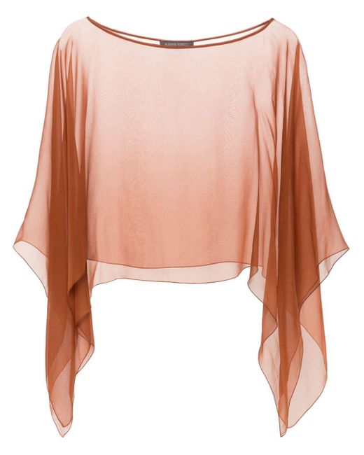 Alberta Ferretti Pink Silk Cape-design Blouse
