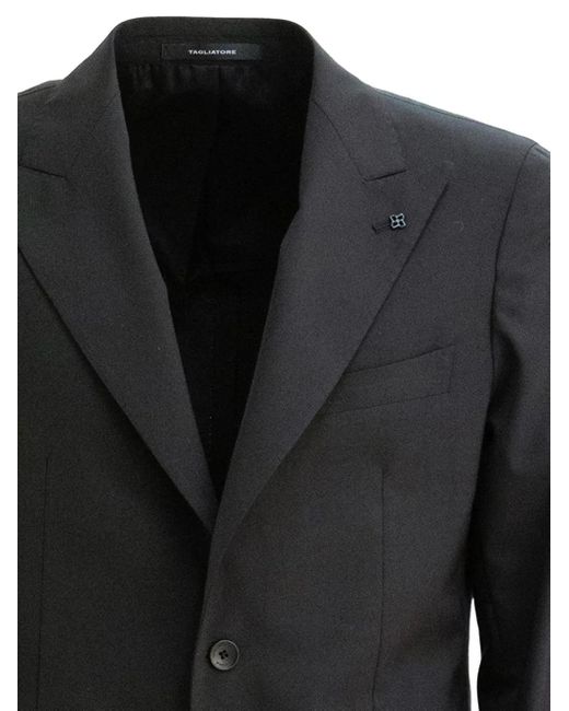 Tagliatore Black Button Single-Breasted Jacket for men