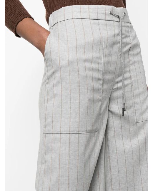 Fabiana Filippi Gray Pinstripe Straight-Leg Trousers